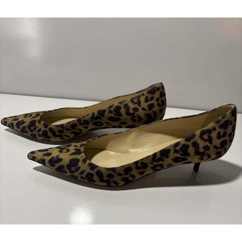 Jimmy Choo Leopard Print Kitten Heel Pumps Shoes Suede Professional Sz 38.5 - Picture 3 of 16